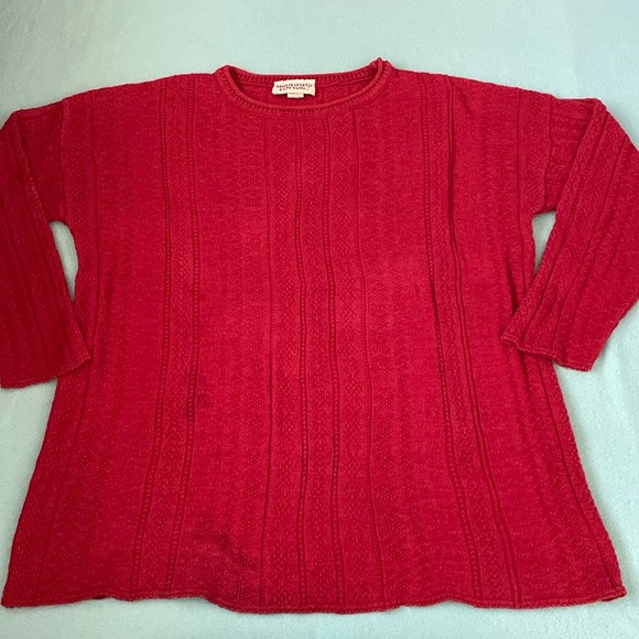 ABSOLUTELY COTTON knit sweater oversized long sleeve crewneck burgundy size M - Picture 1 of 9